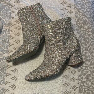 Sparkling Silver Ankle Boots